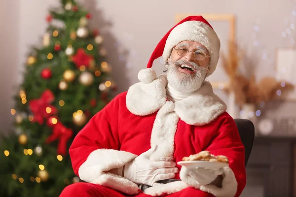 Papai Noel Com Biscoitos Gengibre Saborosos Casa — Fotografia de Stock