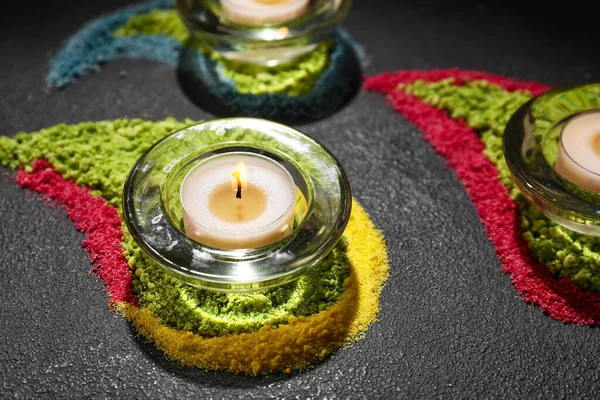 Brennende Kerzen Zur Feier Von Divaly Auf Dunklem Hintergrund — Stockfoto