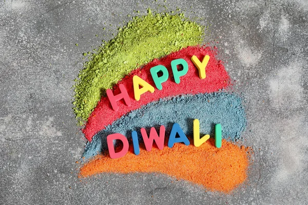 Text Happy Diwali Grey Background — Stock Photo, Image