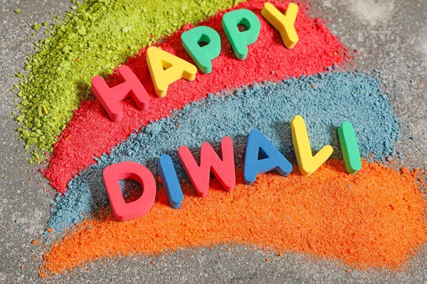 Texto Happy Diwali Sobre Fundo Cinza — Fotografia de Stock