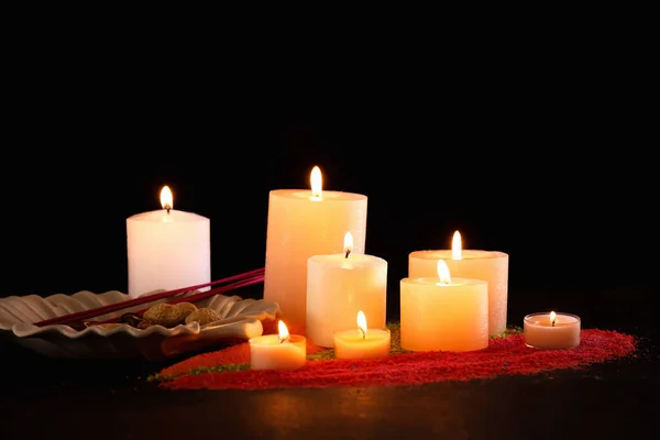 Candele Accese Celebrazione Divaly Sfondo Scuro — Foto Stock