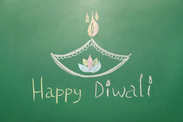 Texto Happy Diwali Escrito Quadro Negro — Fotografia de Stock