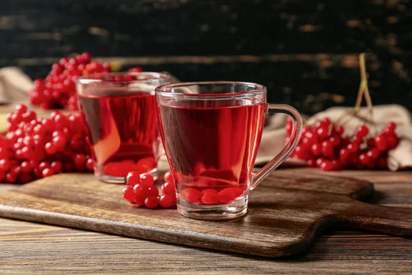 Cups Healthy Viburnum Tea Table — Stock Photo, Image