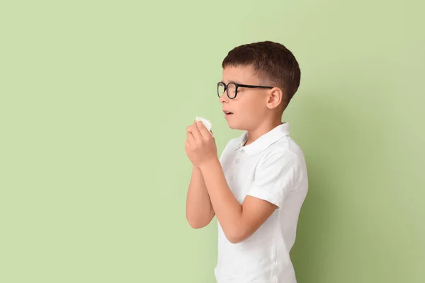 Allergic Little Boy Color Background — Stock Photo, Image