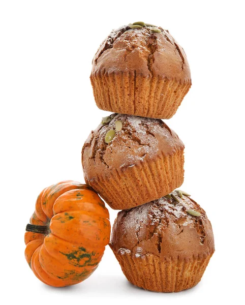 Tasty Pumpkin Muffins White Background — Stock Photo, Image