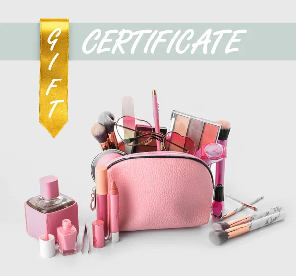 Mockup of gift certificate for makeup cosmetics