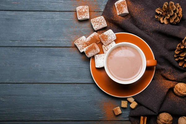 Cup Hot Cacao Drink Marshmallows Table — Stock Photo, Image