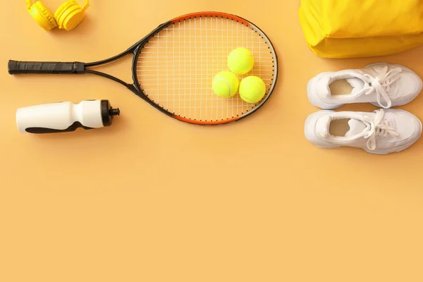 Set Sport Equipment Color Background — Stock Photo, Image