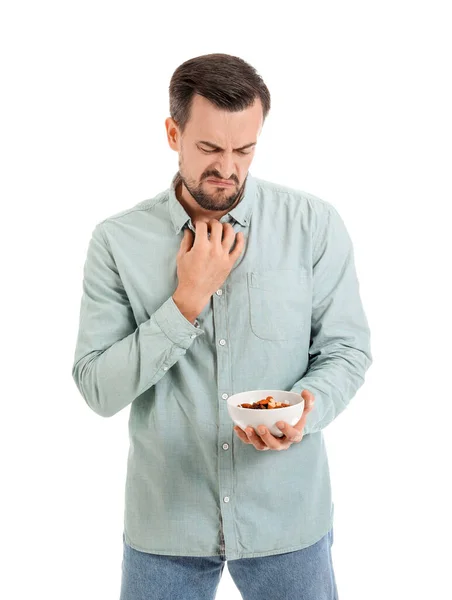 Man Food Allergy White Background — Stock Photo, Image