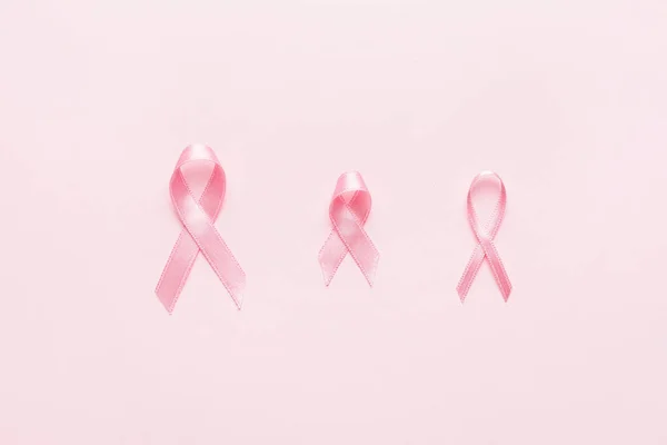 Pink Ribbons Color Background Breast Cancer Awareness Concept — Stock Photo, Image