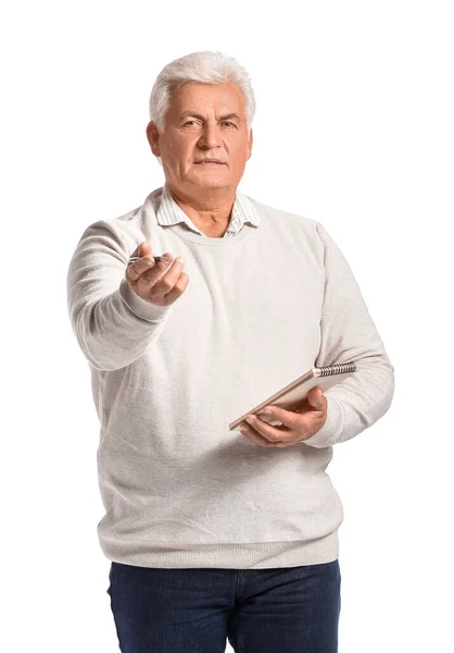 Senior Male Psychologist White Background — Stock Photo, Image