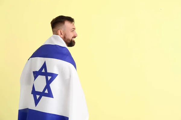背景色为以色列国旗的男子 — 图库照片