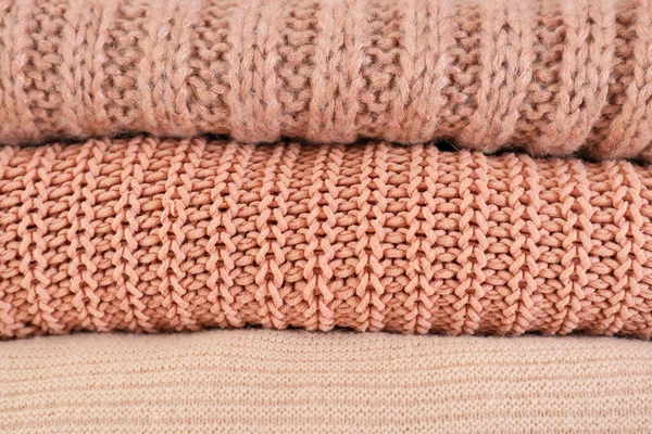 Stack Warm Winter Clothes Background — Stock Photo, Image