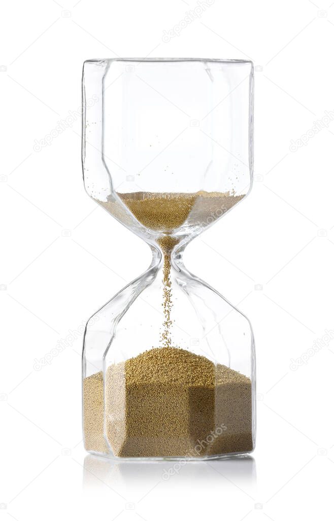 Hourglass on white background. Time management concept