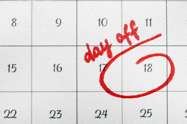 Calendar Marked Day Closeup — Stock Photo, Image