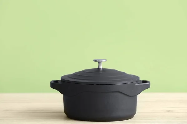 Cooking Pot Table Color Background — Stock Photo, Image