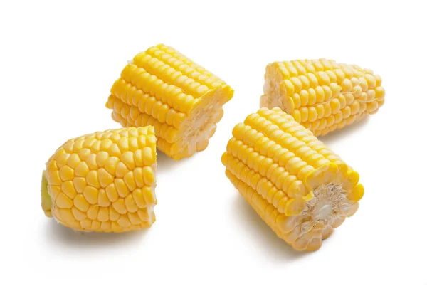 Friss Vágott Kukorica Cob Fehér Alapon — Stock Fotó