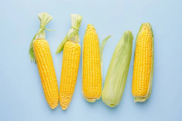 Fresh Corn Cobs Color Background — Stock Photo, Image