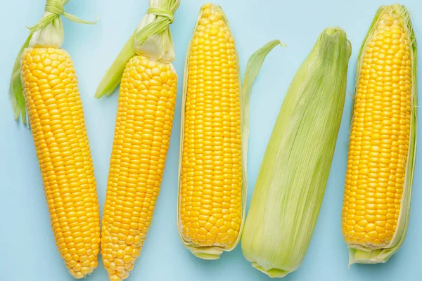 Fresh Corn Cobs Color Background — Stock Photo, Image