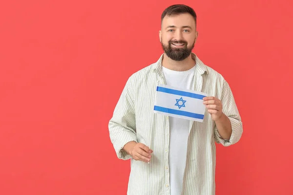 イスラエルの旗を背景にした男 — ストック写真