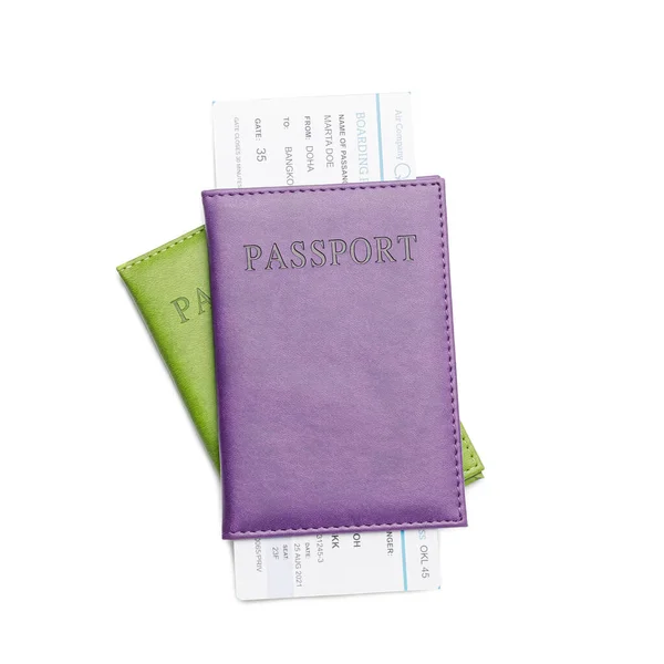 Passports Tickets White Background Travel Concept — Stock Photo, Image