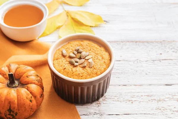 Tasty Pumpkin Pudding Table — Stock Photo, Image