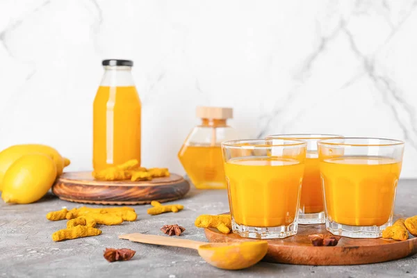 Glasses Healthy Turmeric Drink Table — Stock Photo, Image