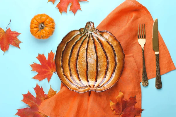 Vacker Dukning För Thanksgiving Day Fest Färg Bakgrund — Stockfoto