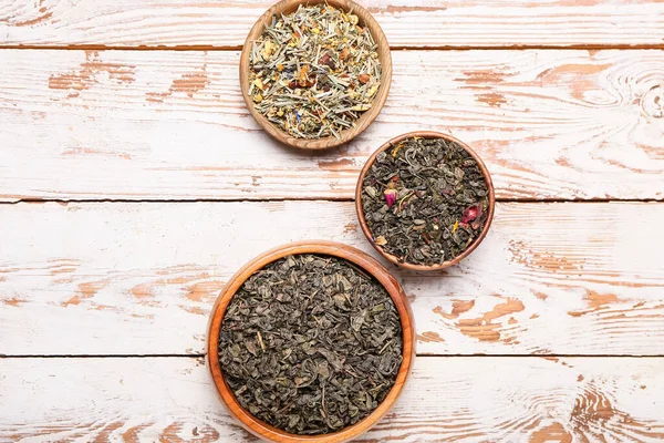 Bowls Different Sorts Fruit Tea Table — Stock Photo, Image