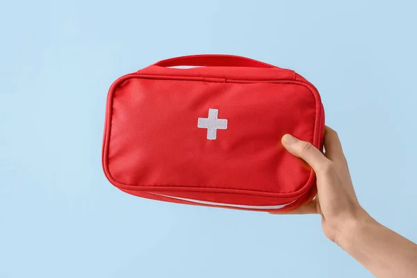 Hand First Aid Kit Color Background — Stock Photo, Image
