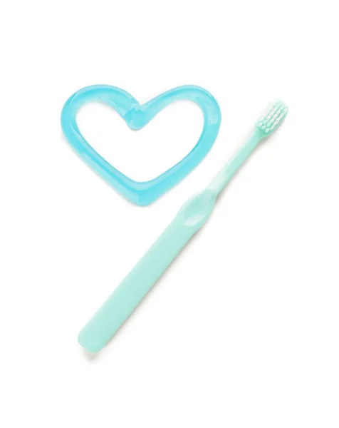 Escova Dentes Pasta Fundo Branco — Fotografia de Stock