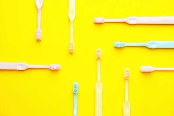 Toothbrushes Color Background — Stock Photo, Image