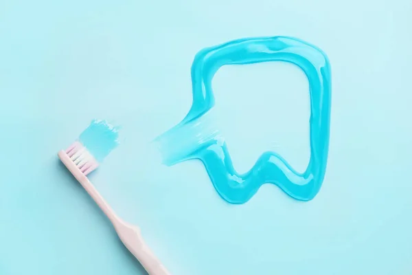 Toothbrush Paste Color Background — Stock Photo, Image