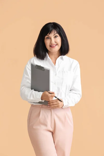 Portrait Female Psychologist Color Background — Stock Photo, Image