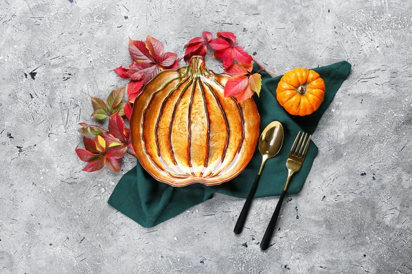 Beautiful Table Setting Thanksgiving Day Celebration Grunge Background — Stock Photo, Image