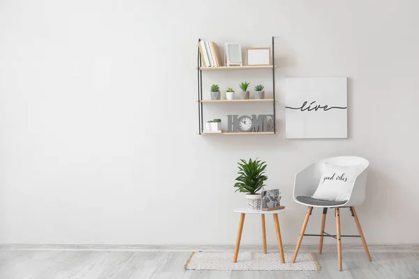 Chair Table Light Wall Room — Stock Photo, Image