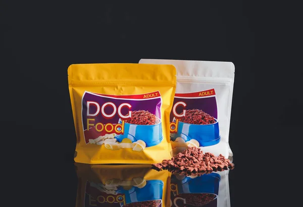 Tasty Pet Food Dark Background — Stock Photo, Image