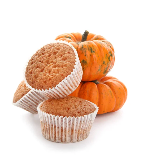 Tasty Pumpkin Muffins White Background — Stock Photo, Image
