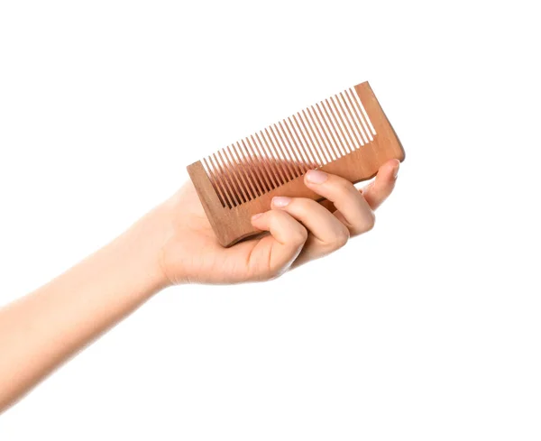 Woman Hand Hair Comb White Background — Stock Photo, Image