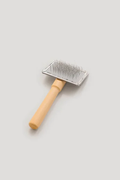 Brosse Pour Toiletter Animal Compagnie Sur Fond Blanc — Photo