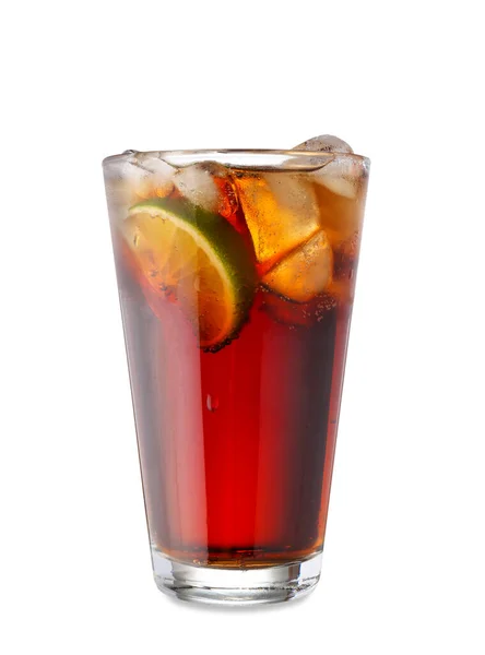 Glass Tasty Cuba Libre Cocktail White Background — Stock Photo, Image