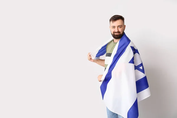 Mann Mit Der Flagge Israels Auf Hellem Hintergrund — Stockfoto