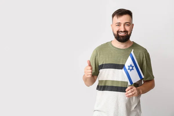 Człowiek Flagą Izraela Tle Światła — Zdjęcie stockowe