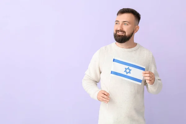 Man Med Flagga Israel Färg Bakgrund — Stockfoto