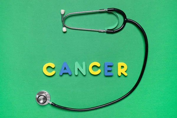 Stetoscopio Con Parola Cancro Sfondo Colori — Foto Stock