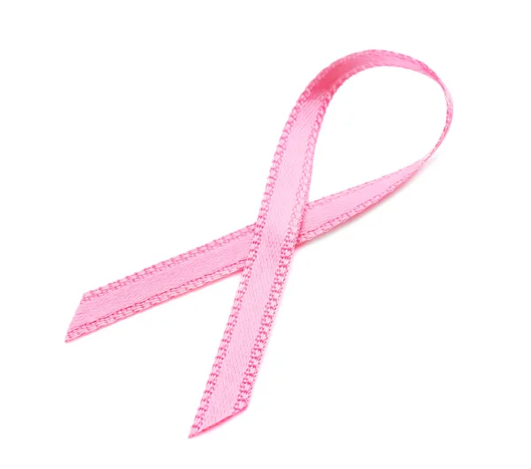 Pink Ribbon White Background Breast Cancer Awareness Concept — Stock Photo, Image