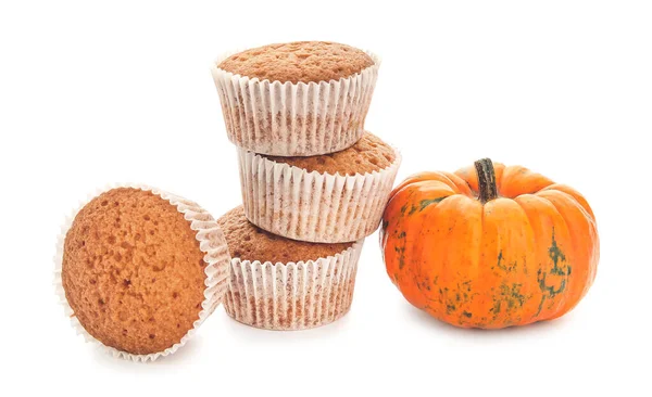 Tasty Pumpkin Muffins White Background — Stock Photo, Image