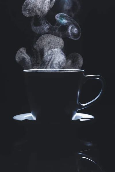 Kopje Hete Koffie Donkere Achtergrond — Stockfoto