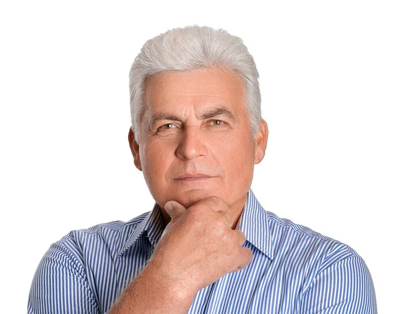 Stylish Senior Man White Background — Stock Photo, Image