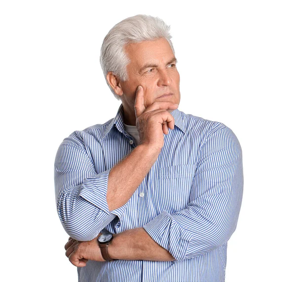 Stylish Senior Man White Background — Stock Photo, Image